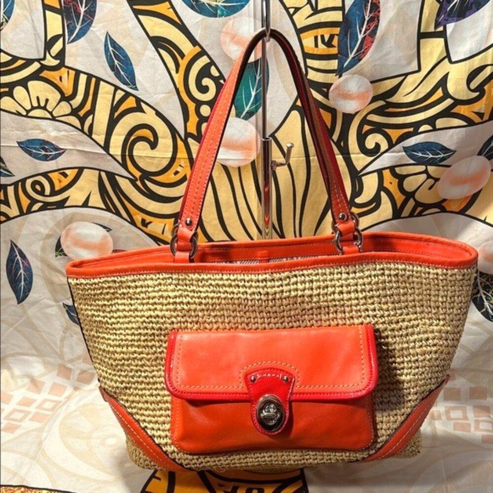Coach Straw Pocket Tote (Style #22904)